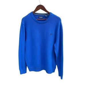 Chaps Royal Blue Chunky Knit Sweater Crewneck Pullover Men's Large Classy